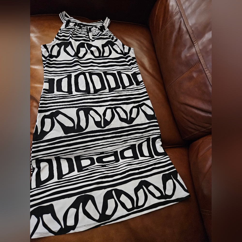 Jude Connally black white bold print convertible skirt dress Small